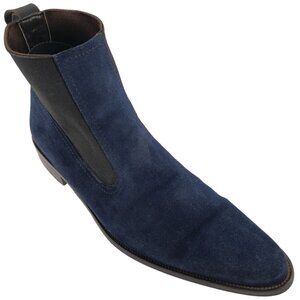 Donald J. Pliner Italy Navy Blue Suede Chelsea Ankle Boots Mens 7.5M Dress Shoes